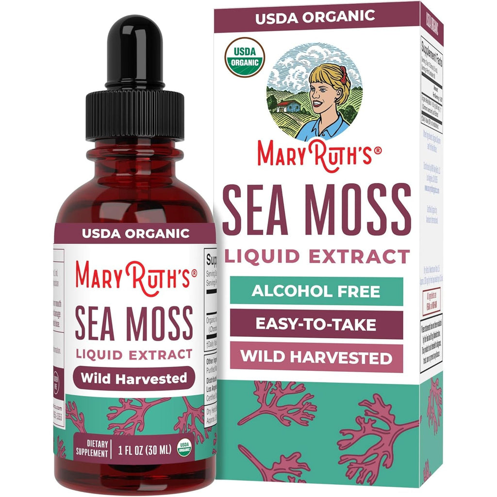 MARYRUTH'S Organic Irish Sea Moss Liquid Drops | Chondrus Crispus | Wild Harvested | Organic Irish Moss Formulated for Adults & Kids Ages 14+ | Unflavored | Sugar Free | Vegan | Non-Gmo | 1 Fl Oz