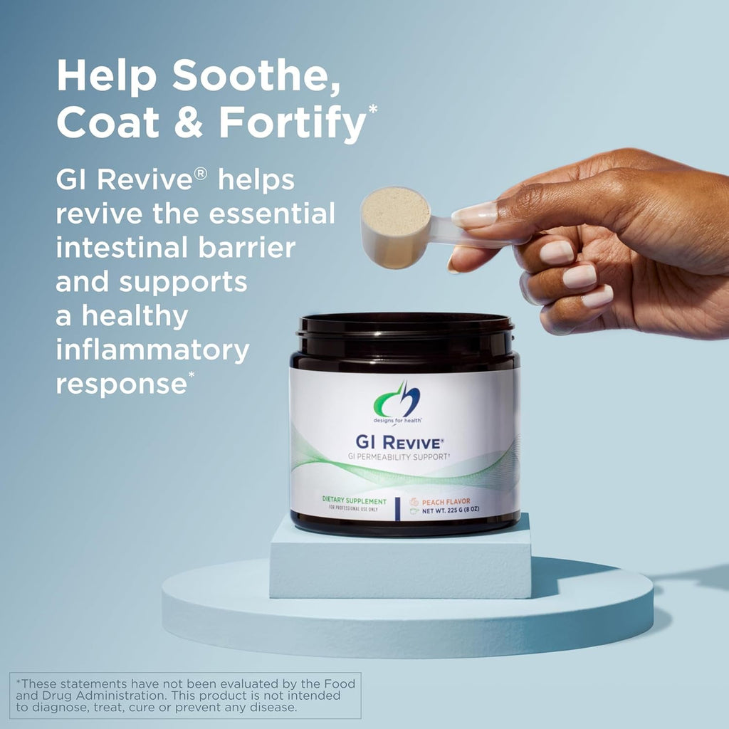 Designs for Health GI Revive Gut Health Powder - L Glutamine & Citrus Pectin for Digestive Health + Slippery Elm, Marshmallow Root & Cat'S Claw for Healthy Intestinal & Gut Lining Support* (28 Servs)