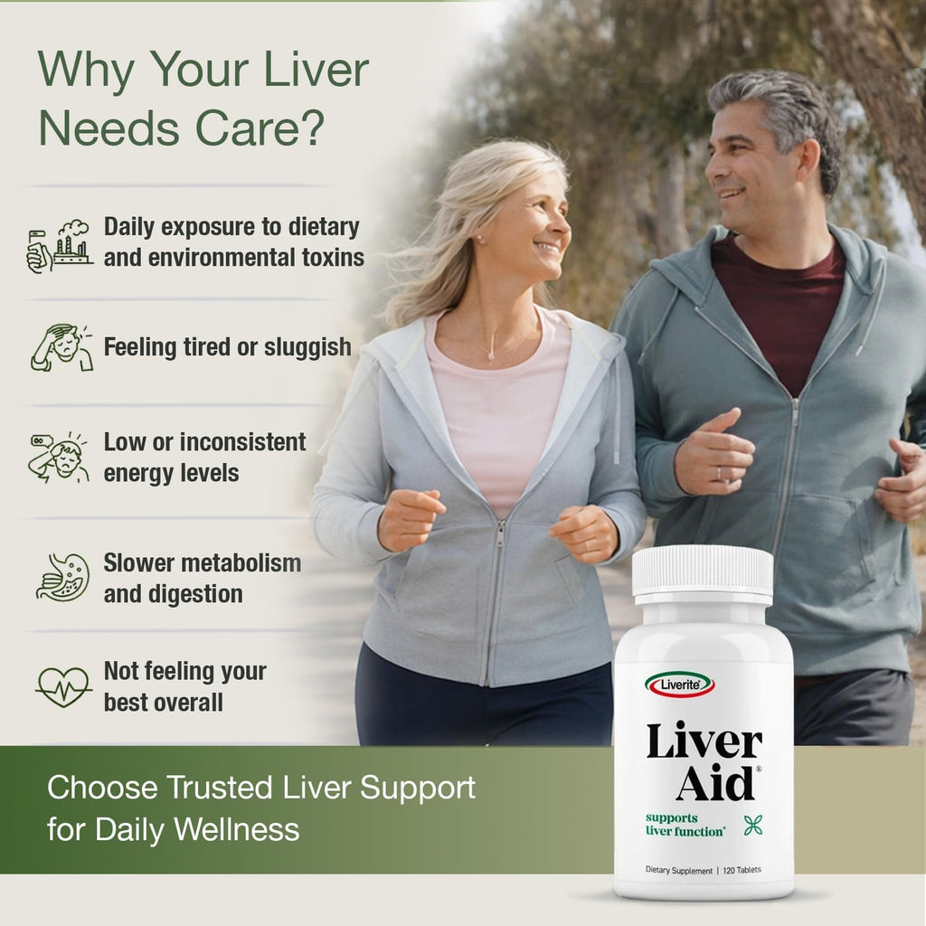 Liverite Liver Aid 60 Tablets, Supports Healthy Liver Function, Cleansing, Energy & Daily Wellness
