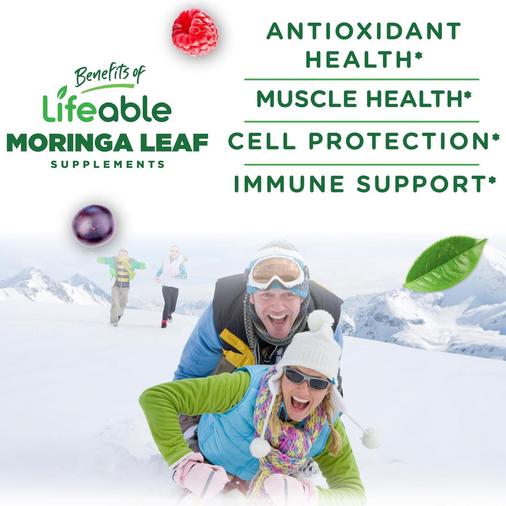 Lifeable Moringa Gummies for Adults | 400 Mg Moringa Extract | Great Tasting Moringa Supplement | Antioxidant Superfood for Men Women | 60 Gummies