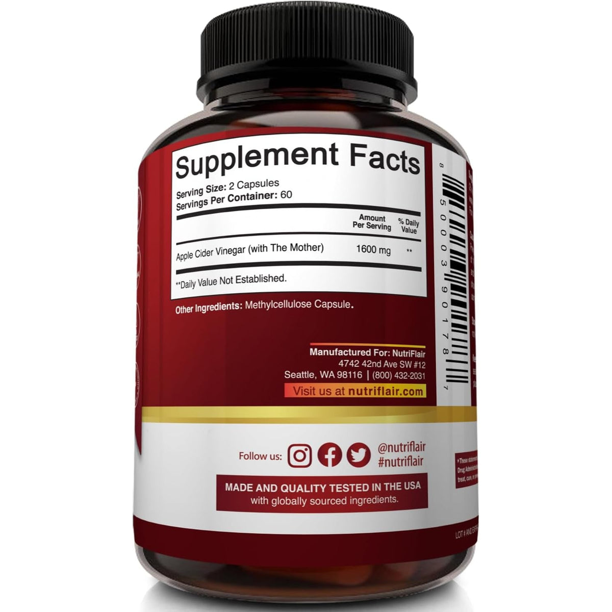 Apple Cider Vinegar Capsules with the Mother - 120 Vegan ACV Pills - Best Supplement for Healthy Weight Loss, Diet, Keto, Digestion, Detox, Immune - Powerful Cleanser & Appetite Suppressant Non-Gmo