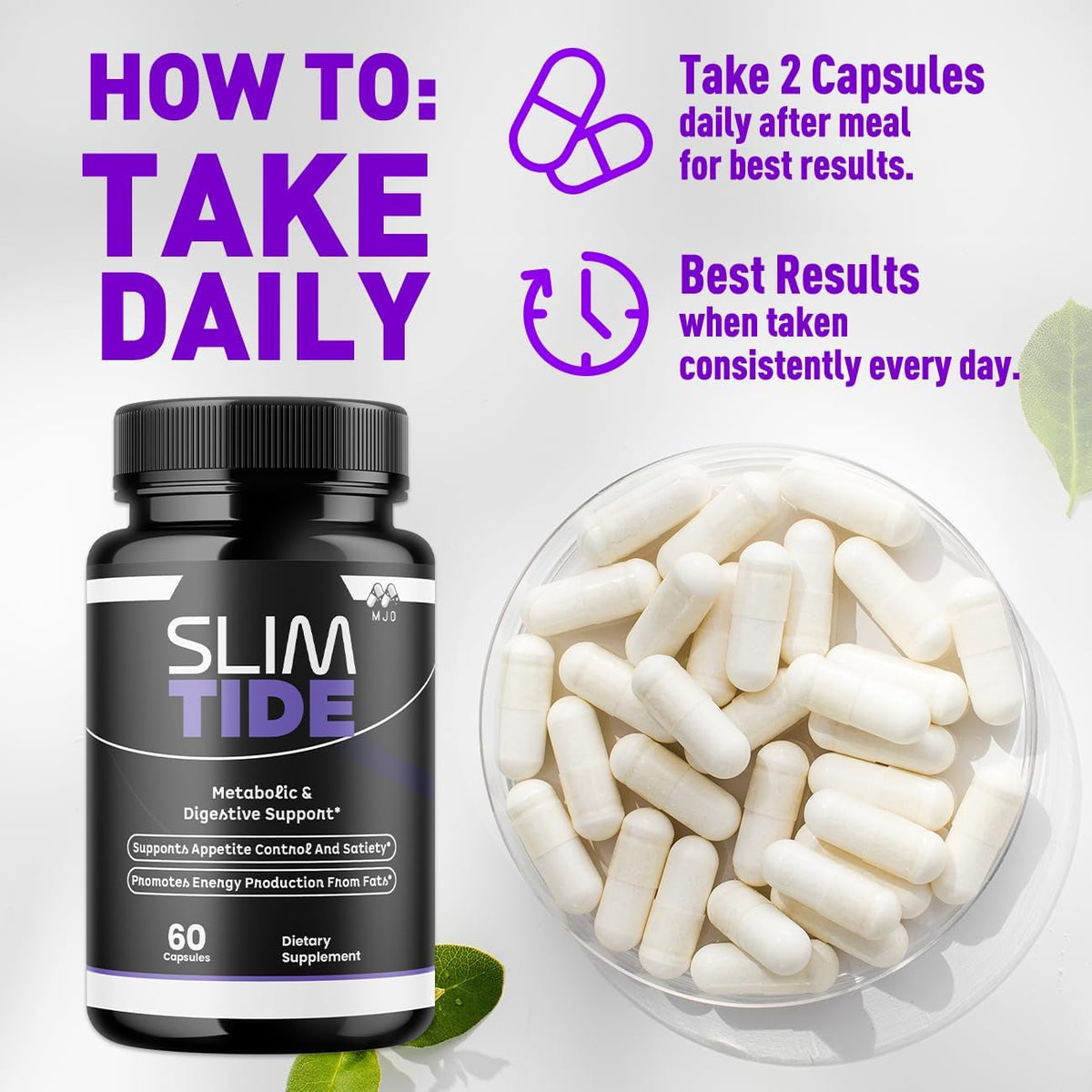 Slim Tide Capsules, Official Slimtide Weight Management Pills with All Natural Ingredients, Advanced Formula Health & Wellness Supplement with Maximum Strength Active Lifestyle Vitamins (60 Capsules)