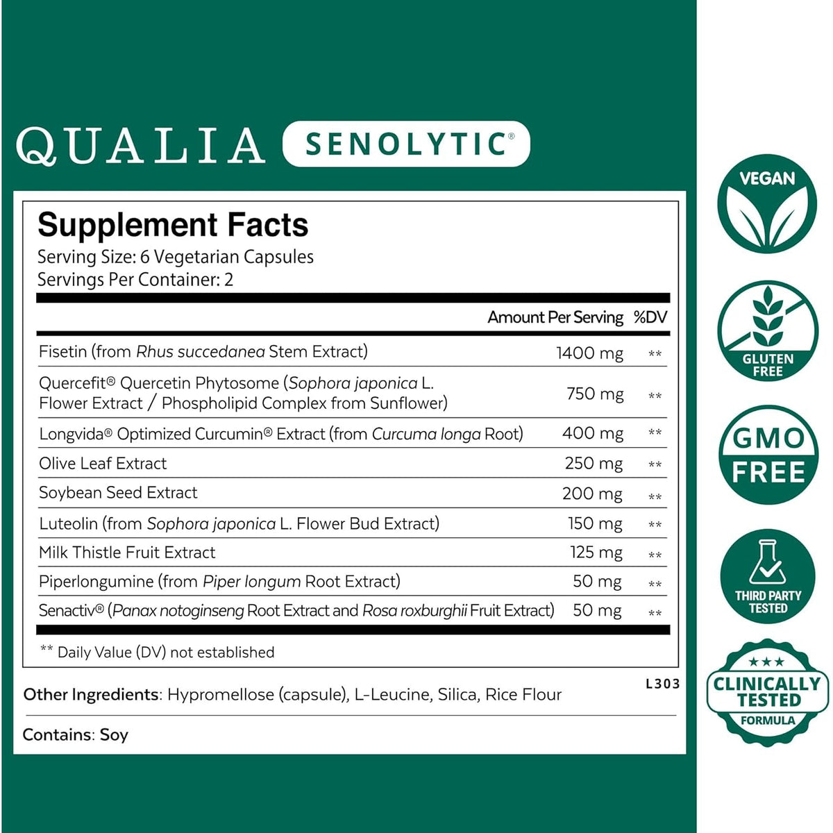 QUALIA LIFE SCIENCES Senolytic Supplement, Fisetin, Quercetin, Piperlongumin & More, Aging Supplement - Supports Optimal Cell Repair & Rejuvenation, Naturally Eliminate Zombie Cells, 1 Month Supply
