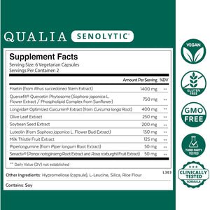 QUALIA LIFE SCIENCES Senolytic Supplement, Fisetin, Quercetin, Piperlongumin & More, Aging Supplement - Supports Optimal Cell Repair & Rejuvenation, Naturally Eliminate Zombie Cells, 1 Month Supply