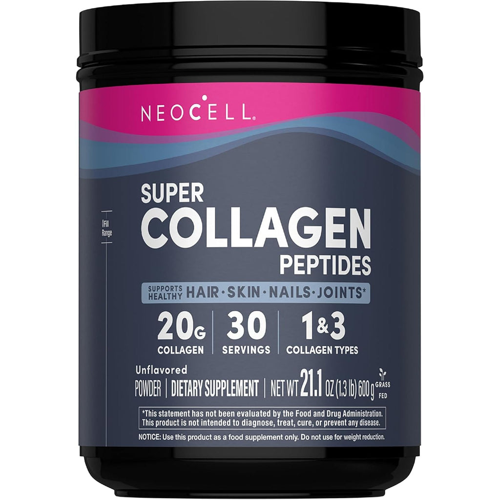Neocell Super Collagen Peptides Powder | 30 Servings | Unflavored | Types I & III | Grass Fed Bovine Supplement | Hair, Skin, & Nails | for Women and Men
