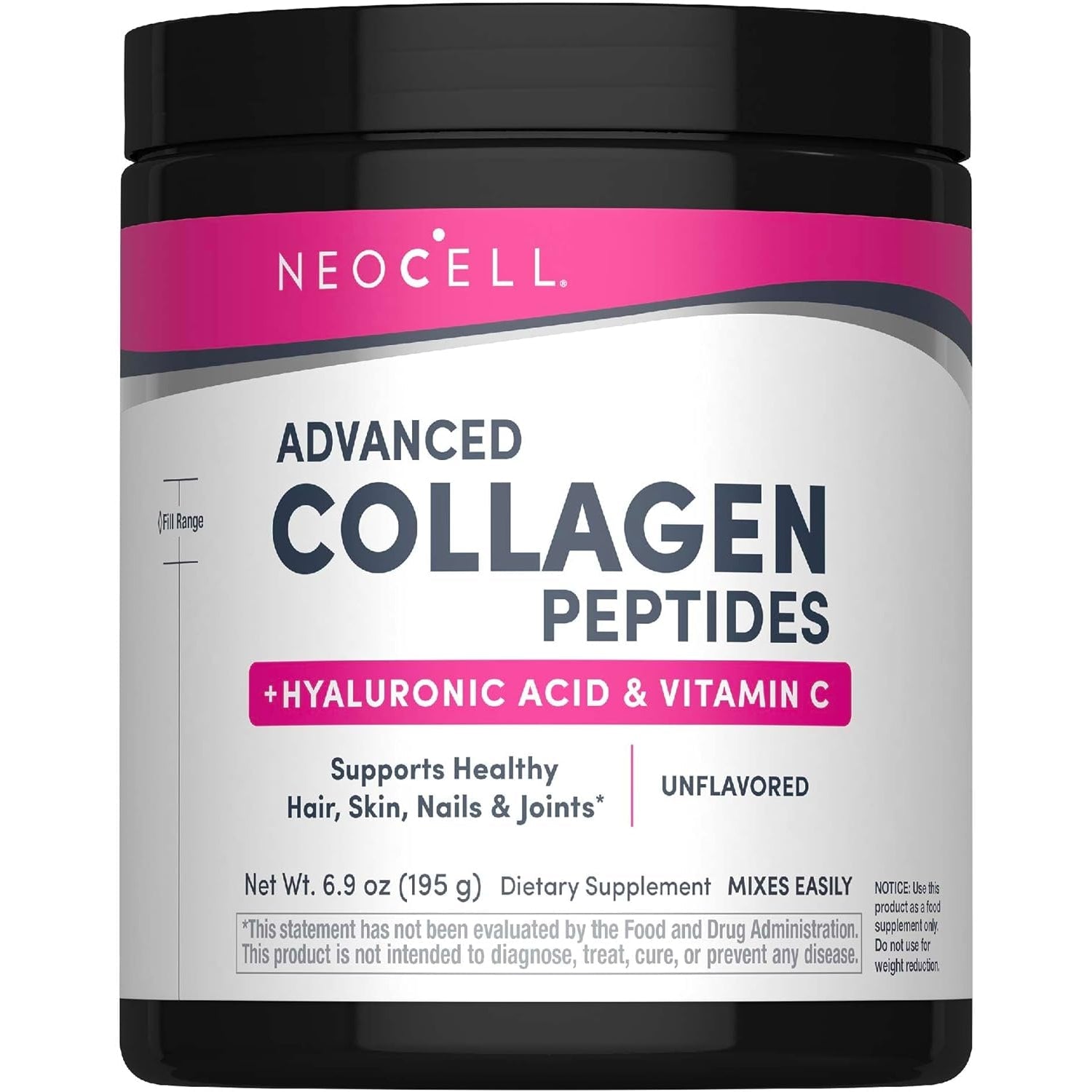 Neocell Collagen Peptides Powder | 6.9 Oz | Unflavored Supplement | with Vitamin C and Hyaluronic Acid | Advanced Formula | Hair, Skin, & Nails | for Women and Men