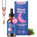 Joyspring Sleepberry Kids Melatonin 3 Mg – Liquid Sleep Aid with L Theanine, High Absorption Berry Drops (2 Fl Oz) 60 Servings, Children'S Melatonin with Vitamin D Kids Travel Essentials
