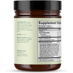 Natural Rems Sea Moss Gummies 16-In-1 - Ashwagandha Black Seed Oil Bladder Wrack Turmeric Vitamin C & D3 with Manuka Burdock Root Dandelion Yellow Dock Elderberry Apple Cider Vinegar (Green Apple)