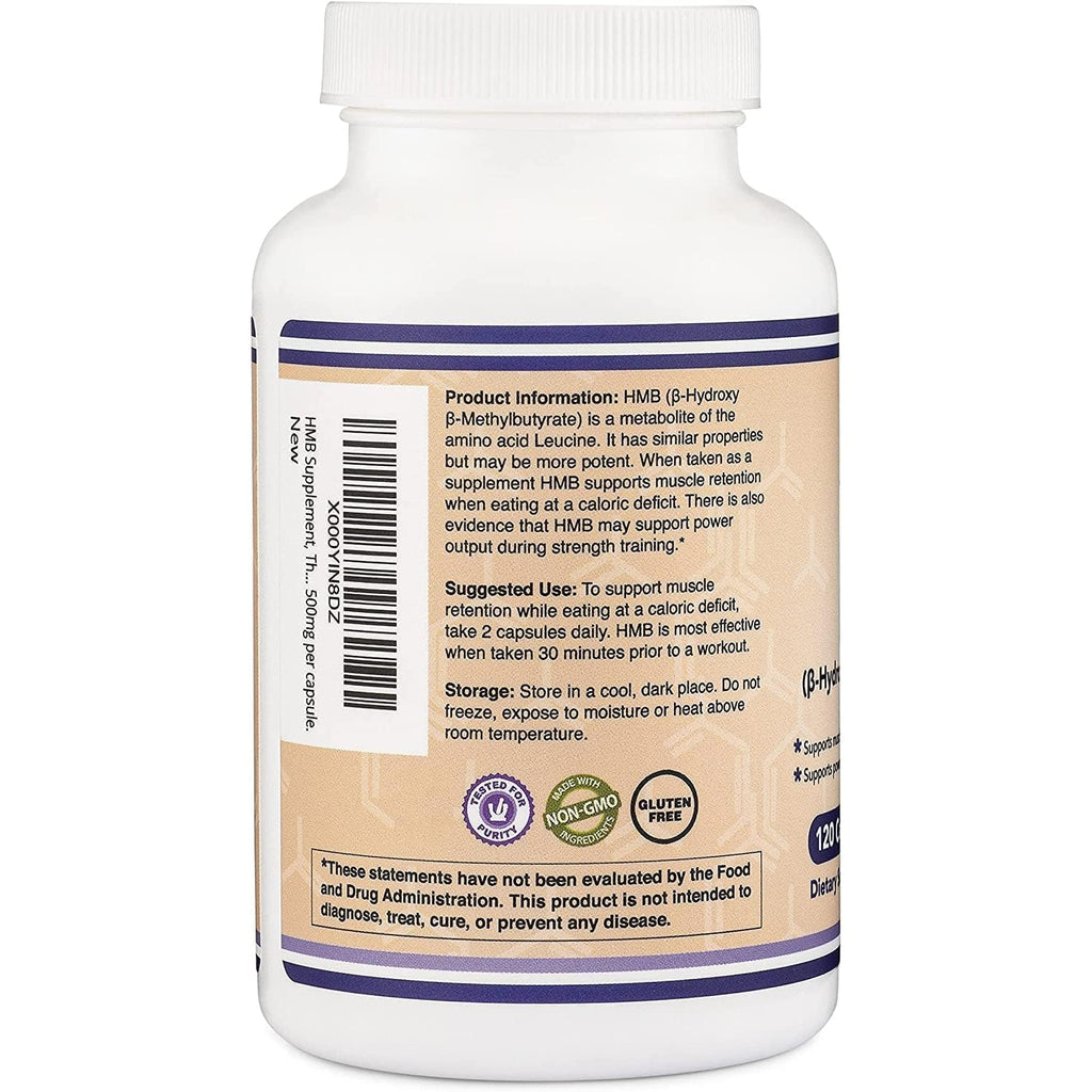 Double Wood Supplements HMB Supplement, Third Party Tested, Non-Gmo, Gluten Free, 120 Capsules, 1000Mg per Serving, 500Mg per Capsule