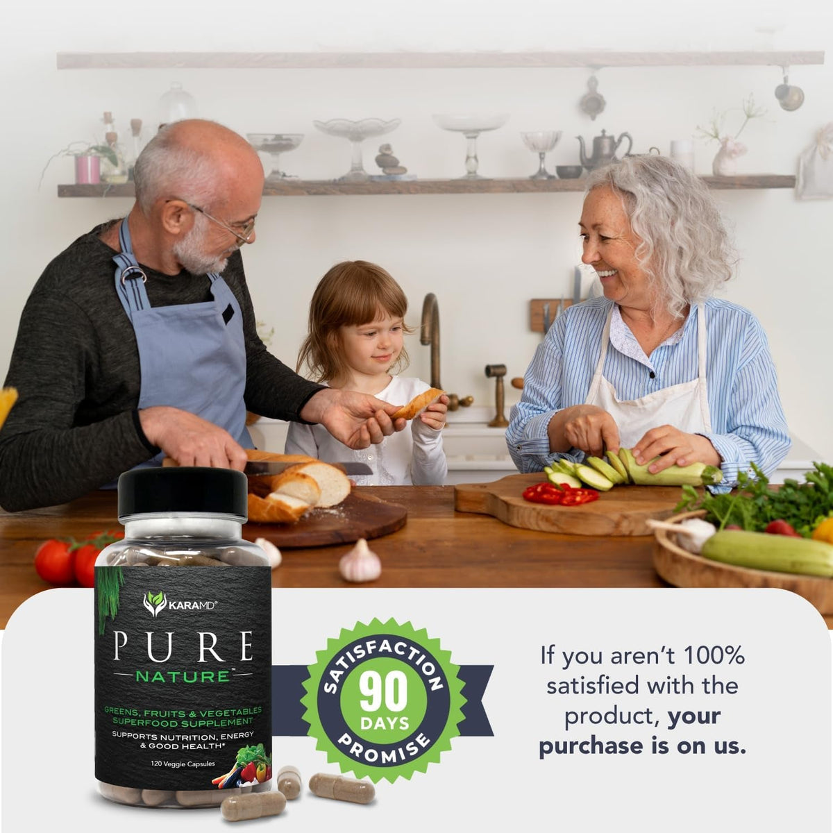 Karamd Pure Nature | Greens, Fruit and Veggies Supplement | Whole Food Multivitamin & Antioxidants |20 Fruits & Vegetables Supplement for Energy & Digestion |Gluten Free & Vegan Friendly (30 Servings)