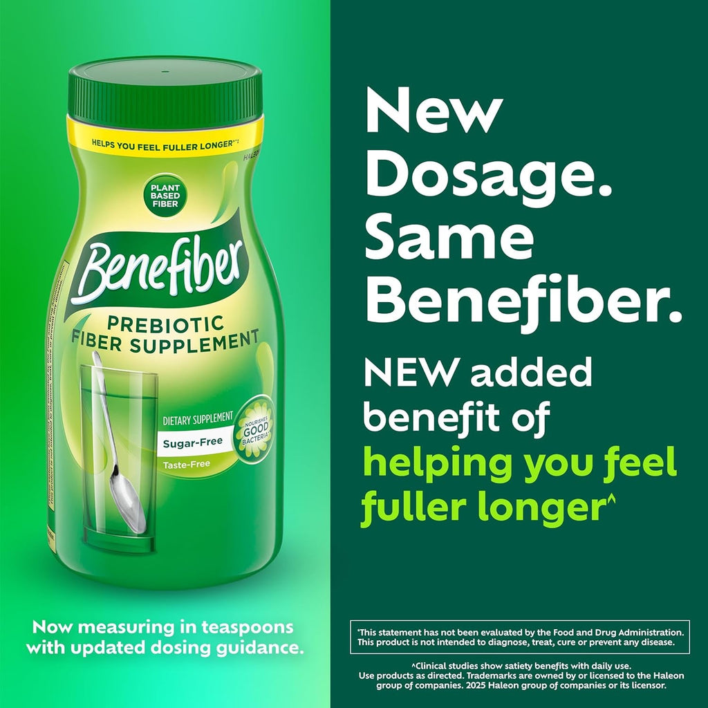 Benefiber Daily Prebiotic Fiber Supplement Powder for Digestive Health, Unflavored -124 Teaspoons (8.7 Ounces)