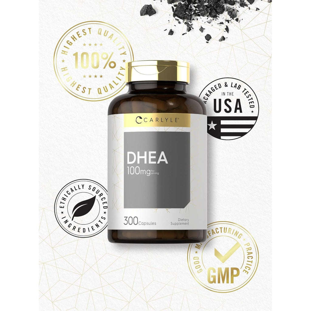 Carlyle DHEA 100Mg Supplement | 300 Capsules | for Women and Men | Non-Gmo & Gluten Free