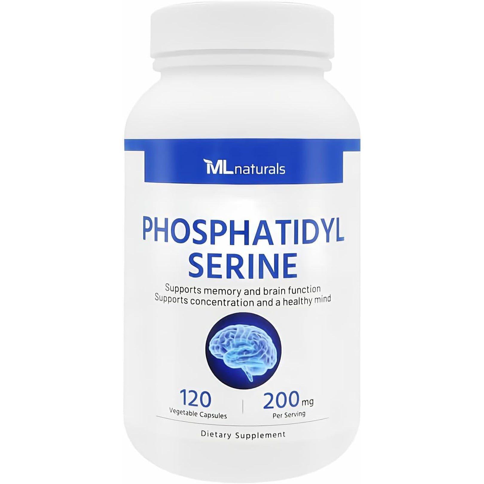 ML Naturals Phosphatidyl Serine 200Mg (Per Serving) – 120 Vegetable Capsules – Non-Gmo – Supports Memory & Brain Function
