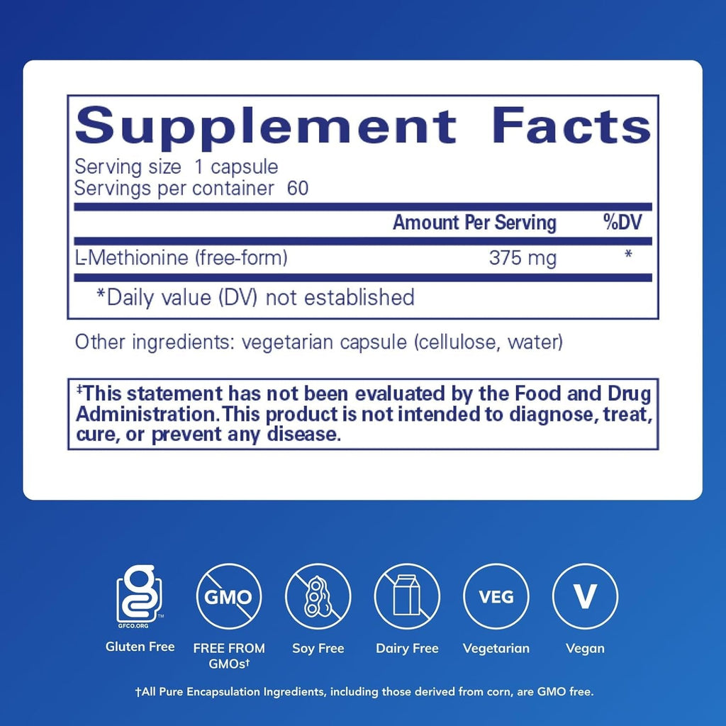 Pure Encapsulations L-Methionine | Glutathione and Amino Acid Supplement for Joints, Liver and Pancreas Support, Antioxidants, and Nervous System* | 60 Capsules