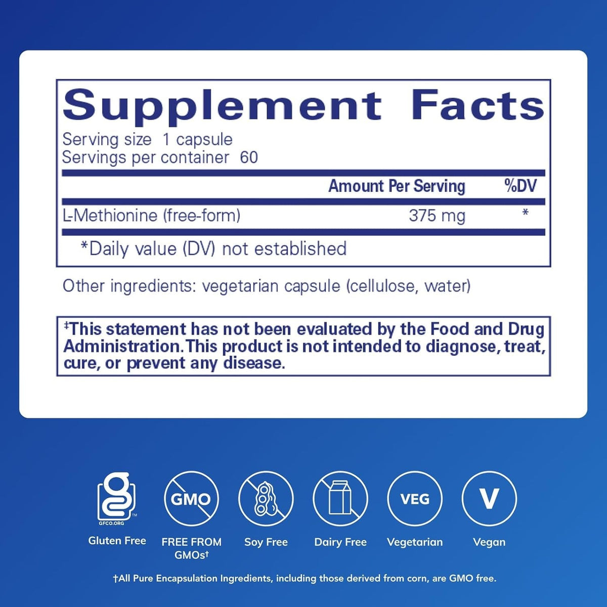 Pure Encapsulations L-Methionine | Glutathione and Amino Acid Supplement for Joints, Liver and Pancreas Support, Antioxidants, and Nervous System* | 60 Capsules
