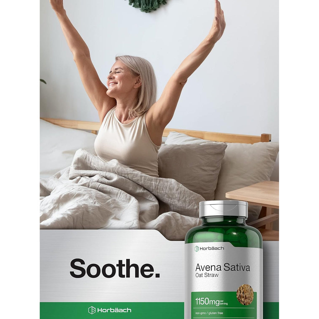 Horbäach Avena Sativa Extract | 200 Capsules | Oat Straw Extract | Non-Gmo, Gluten Free