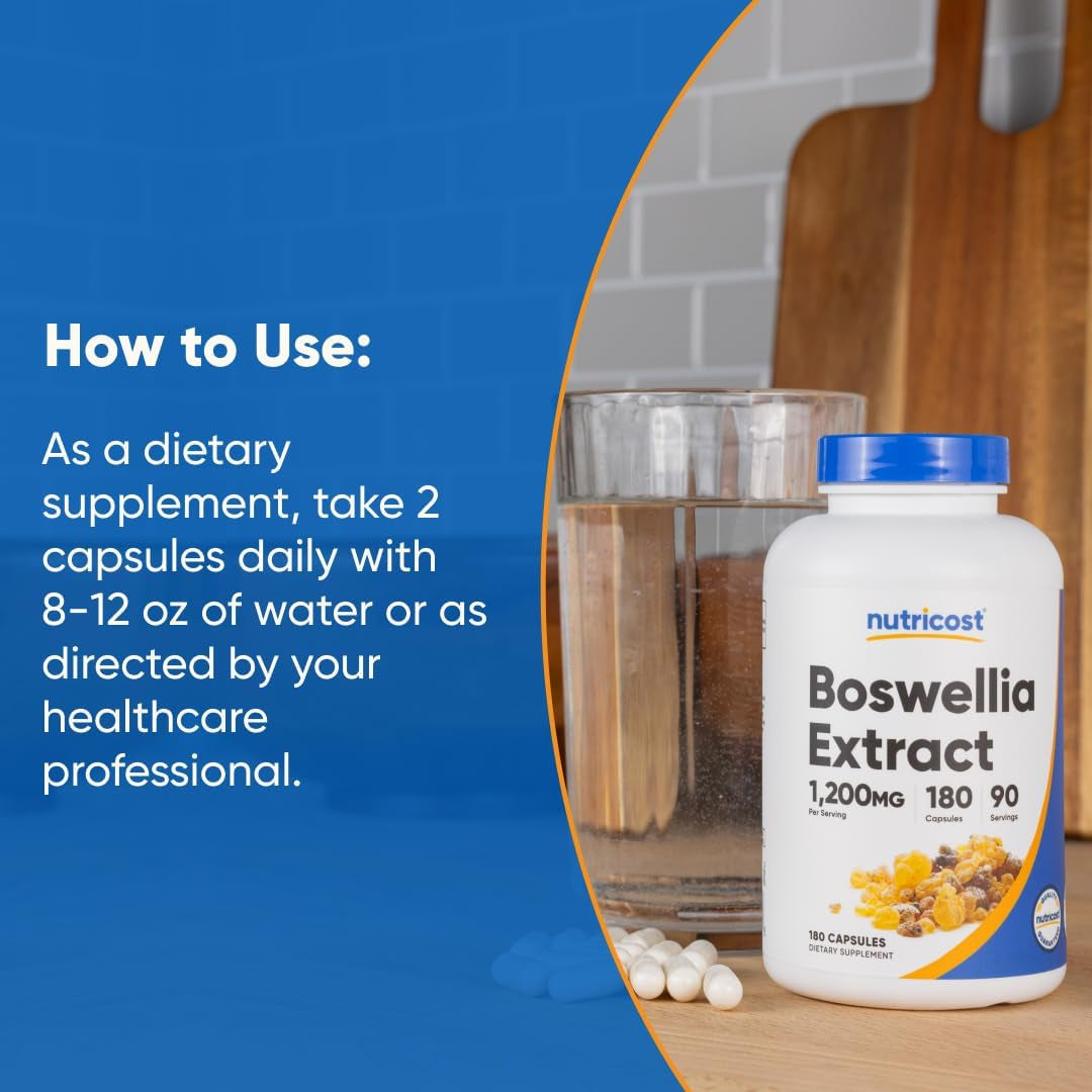 Nutricost Boswellia Extract 180 Capsules for 90 Servings per Bottle - Gluten Free and GMO Free, Vegan