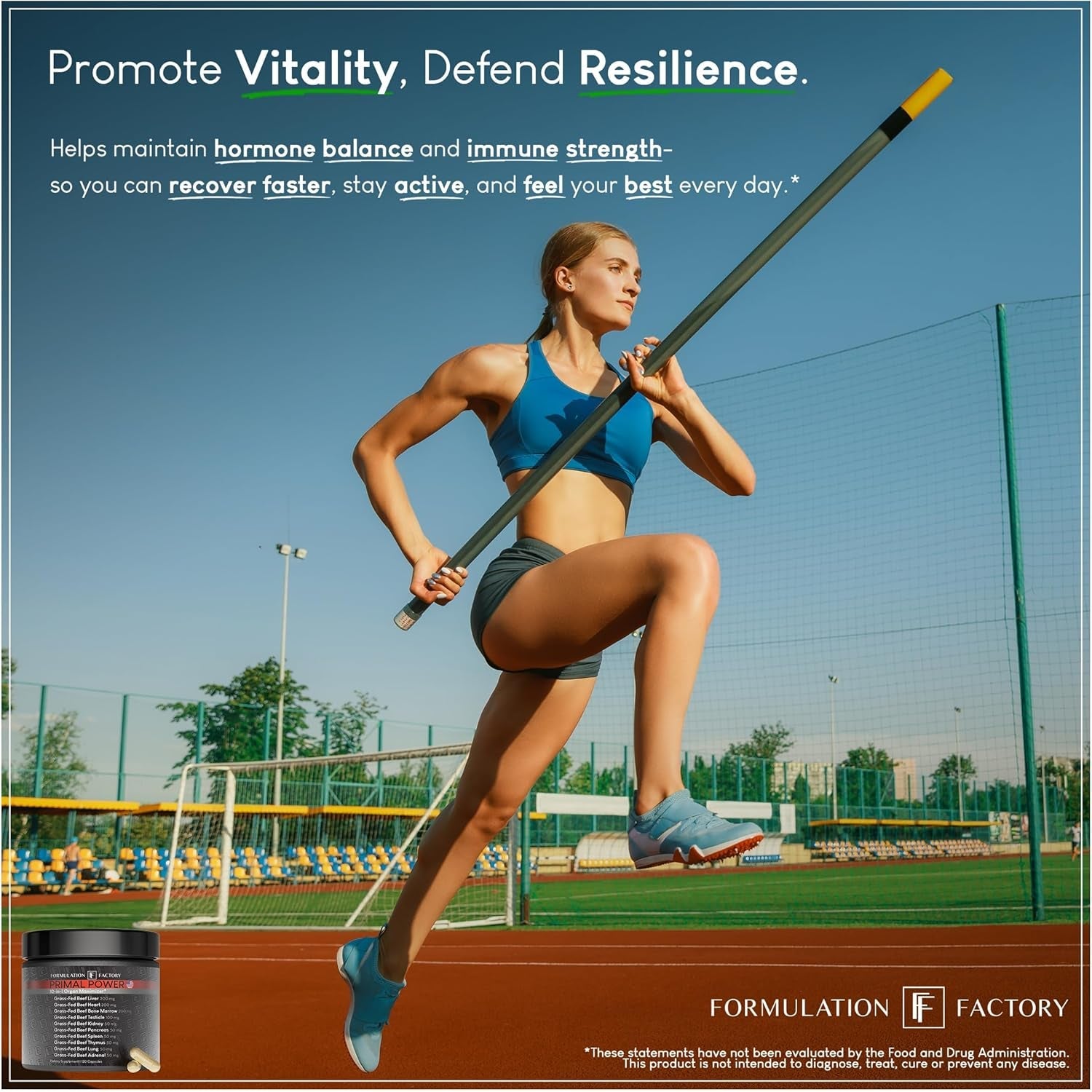 Formulation Factory Primal Power 10-In-1 Grass-Fed Beef Organ Complex with Liver, Heart, Bone Marrow, Orchic, Kidney, Spleen, Pancreas, Adrenals, Thymus & Brain - 120 Capsules