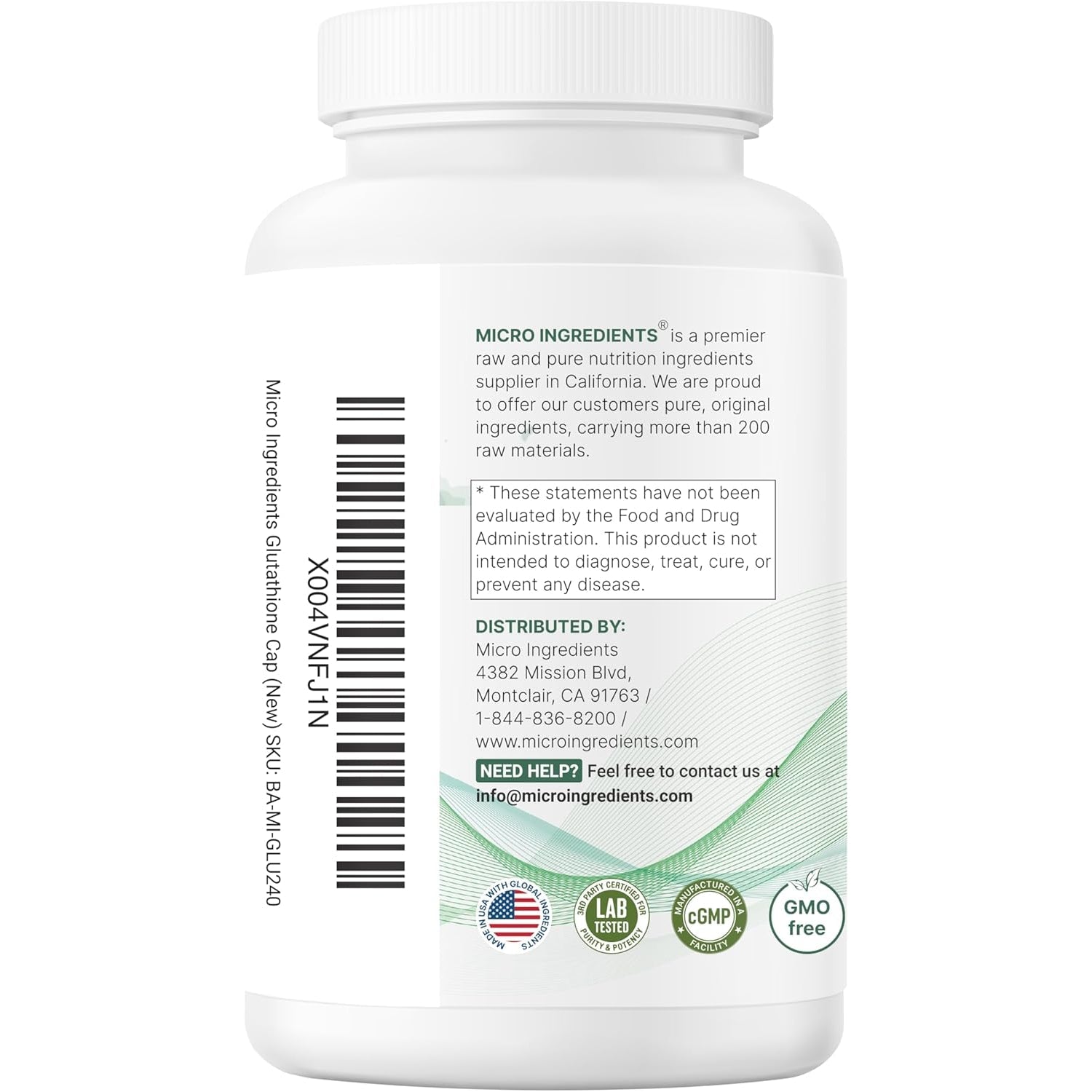 Micro Ingredients Glutathione 500Mg with 100Mg Vitamin C Supplement, 240 Veggie Capsules | Reduced Glutathione + Fat Soluble Ascorbyl Palmitate Complex | Non-Gmo, Filler Free
