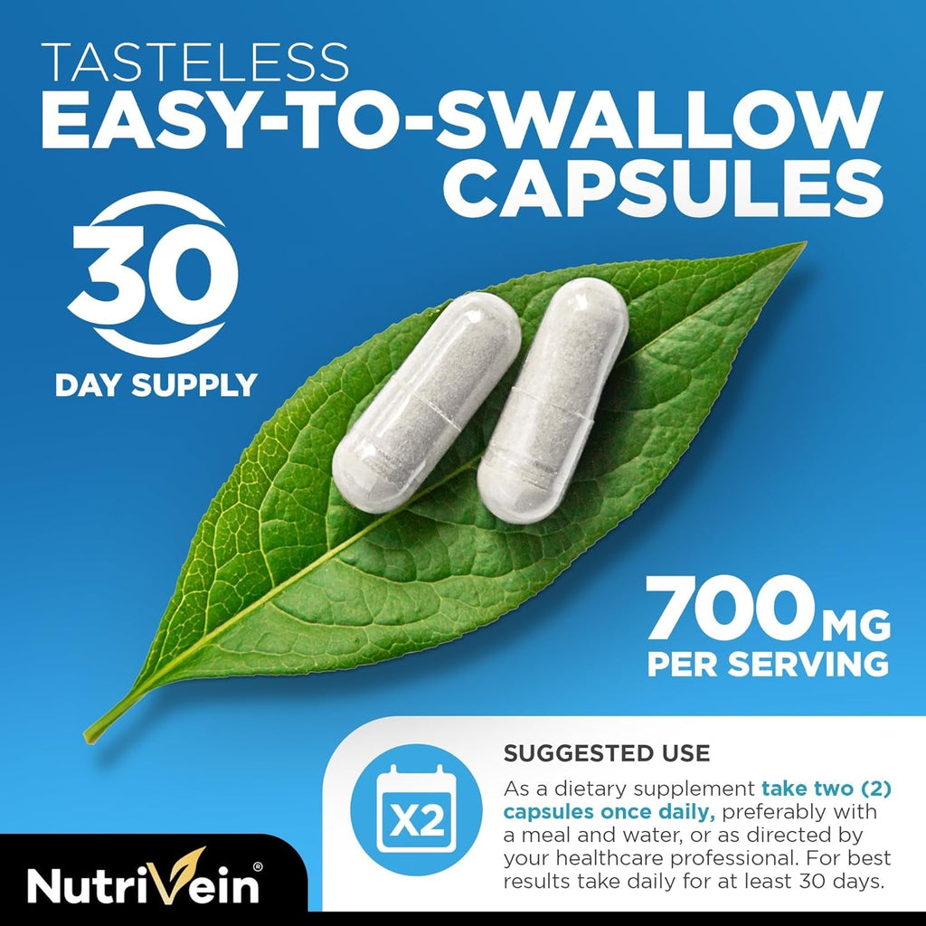 Nutrivein Premium Liposomal Glutathione Supplement 700 Mg - 60 Caps - Pure Reduced Glutathione Setria - Master Antioxidant - Cell Protection, Cleansing, Liver, Brain, Vitality, and Defenses