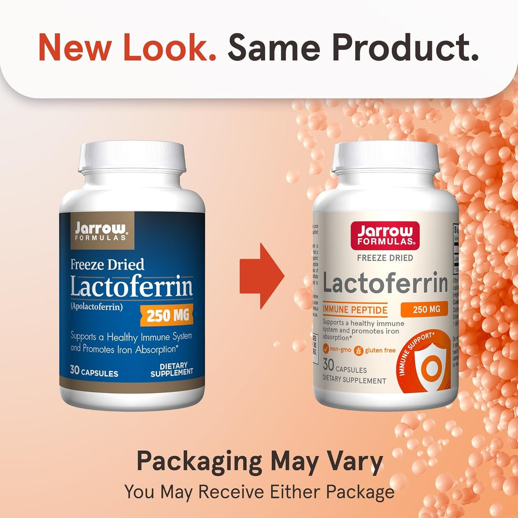 Jarrow Formulas Lactoferrin Supplements 250 Mg - Immune-Supporting Glycoprotein for Healthy Immune System Support & Iron Absorption - Freeze Dried, Gluten Free, Non-Gmo - 30 Capsules (Servings)