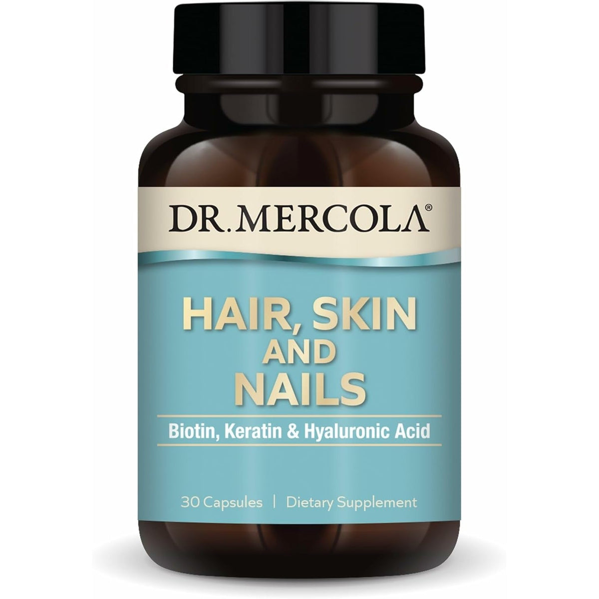 Dr. Mercola Hair, Skin and Nails - Provides Biotin, Keratin & Hyaluronic Acid - Premium Quality - Supports Healthy Aging - Non-Gmo, Gluten-Free & Soy-Free - 30 Capsules (30 Servings)