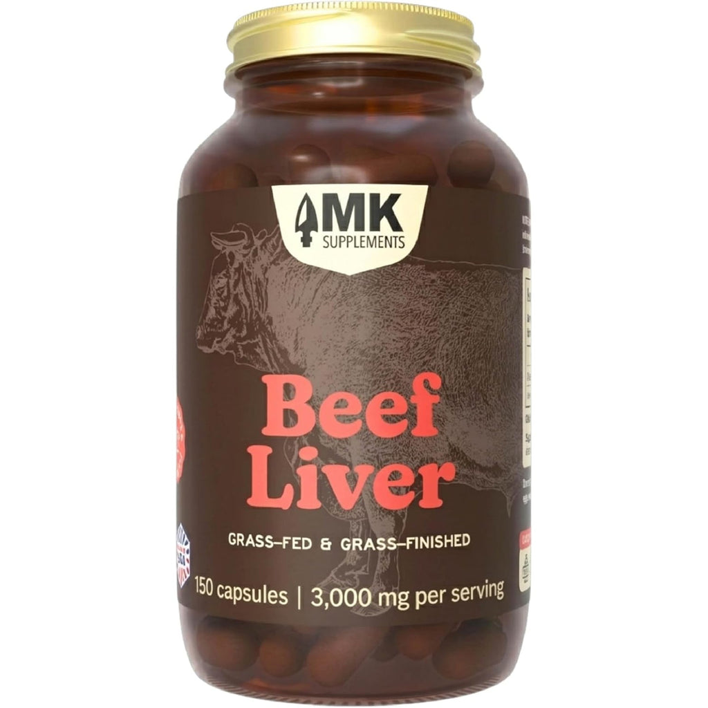 MK Supplements Grass Fed Beef Liver Supplement, Supports Energy Production, Detoxification, Digestion, Immunity and Full Body Wellness, Non-Gmo, Freeze Dried, 30 Servings (3,000 Mg Each)