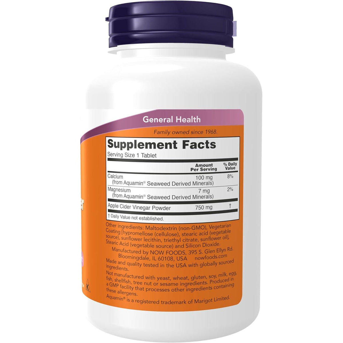 NOW Foods Supplements, Apple Cider Vinegar 750 Mg, from Fermentation of Sweet Apple Cider, Extra Strength, 180 Tablets