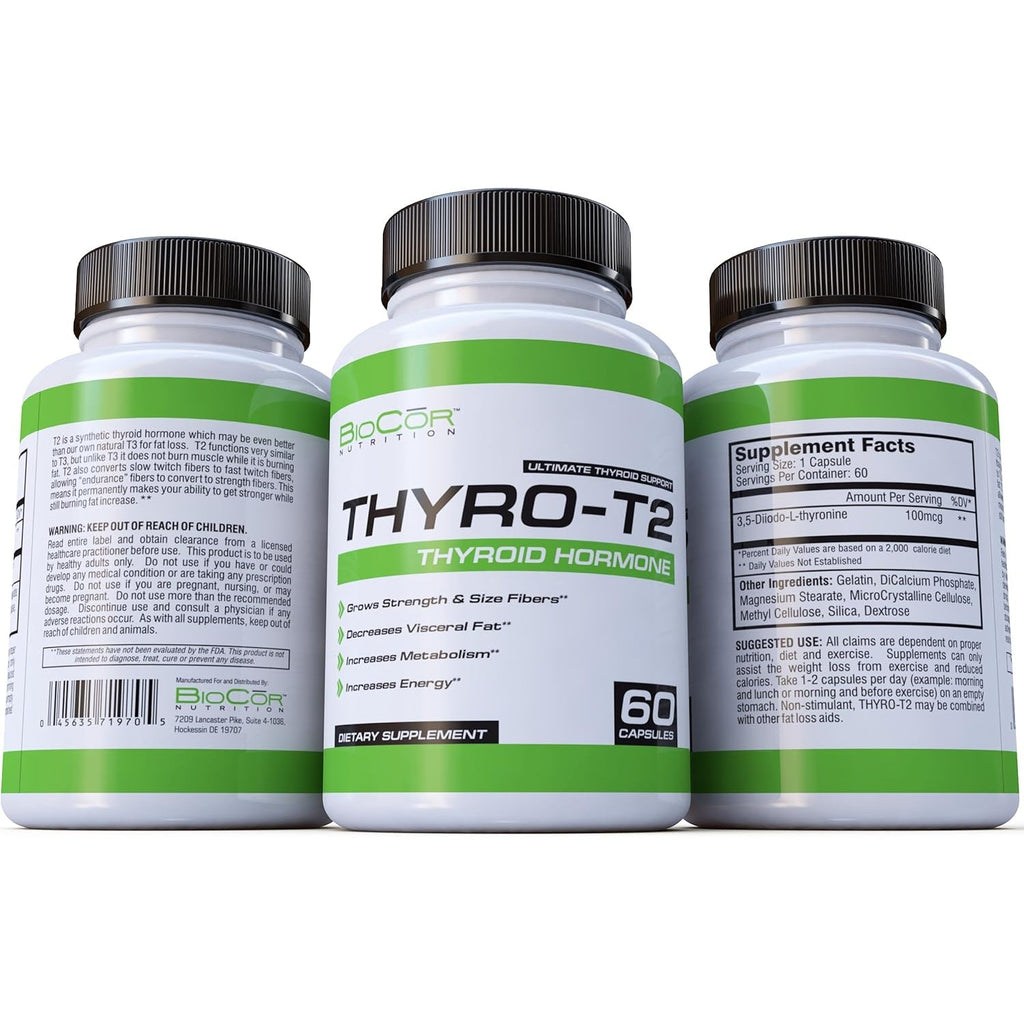 Thyro-T2 Thyroid Hormone Fat Burner Supplement - Boost Metabolism and Lose Weight (60 Capsules - 1 Month Supply)