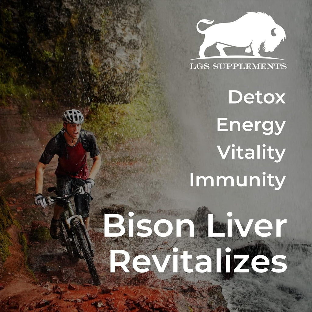 Grass Fed Bison Liver Capsules Supports Energy Production, Detoxification, Digestion, Immunity, Natural Iron Non-Gmo, Freeze Dried Liver Health Supplement, 3000Mg