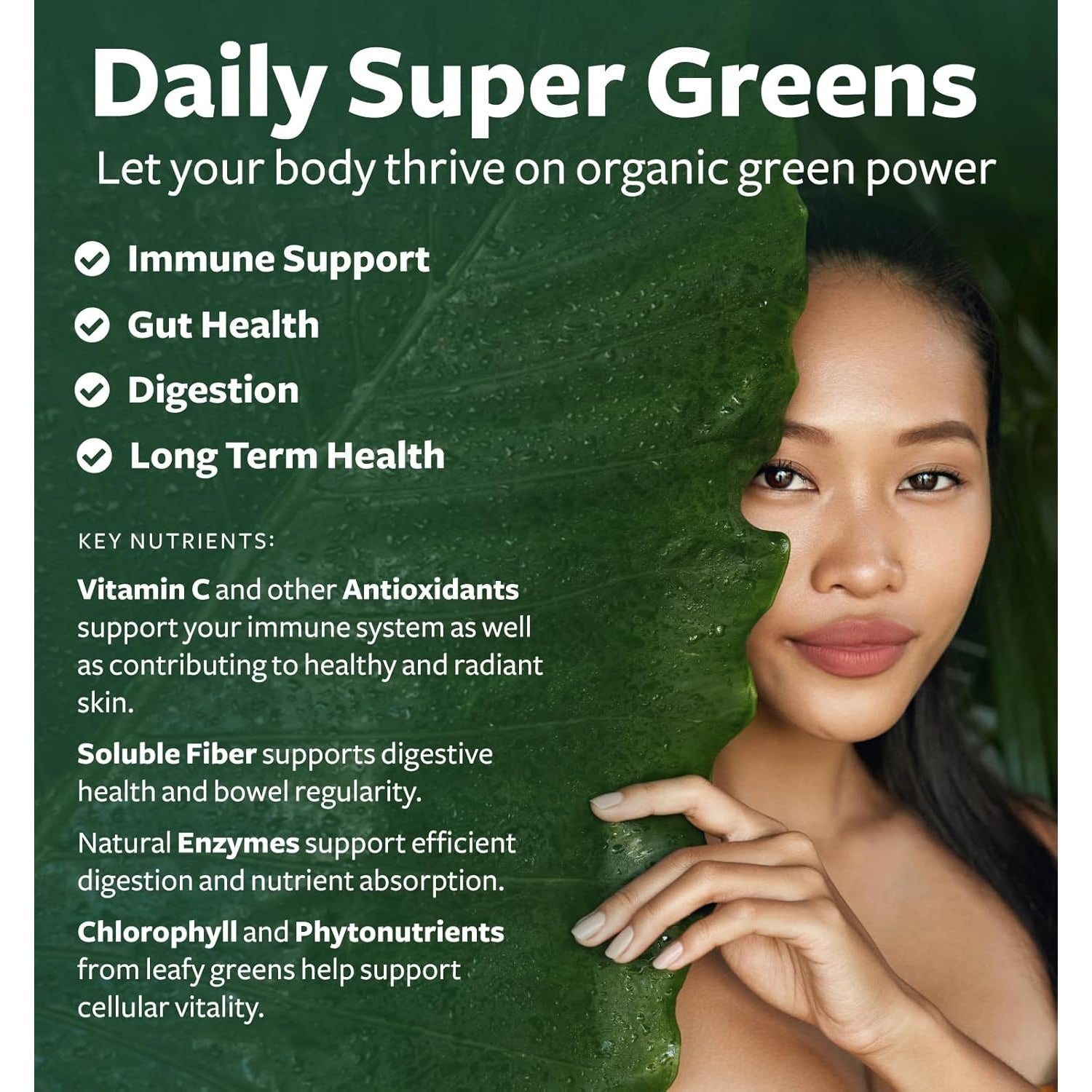 USDA Organic Super Greens Supplement - Organic Greens Fruits and Vegetable Supplement for Adults with 28 Superfood Complex with Superfruits Roots Herbs & More - Vegan & Non-Gmo (Up to 3 Month Supply)