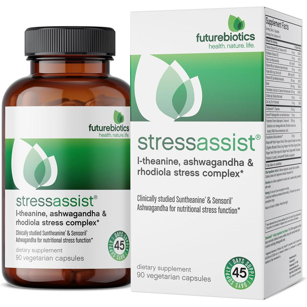 Futurebiotics Stressassist L-Theanine Ashwagandha and Rhodiola Rosea Stress Complex - Natural Nutritional Stress Function, 90 Vegetarian Capsules