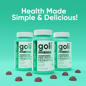 Goli Zero Sugar Pre Pro Postbiotic Gummies - Worlds First 3-In-1 with DE111, XOS, MCC1849 - No Sugar Alcohols - Vegan, Keto-Friendly, Non-Gmo