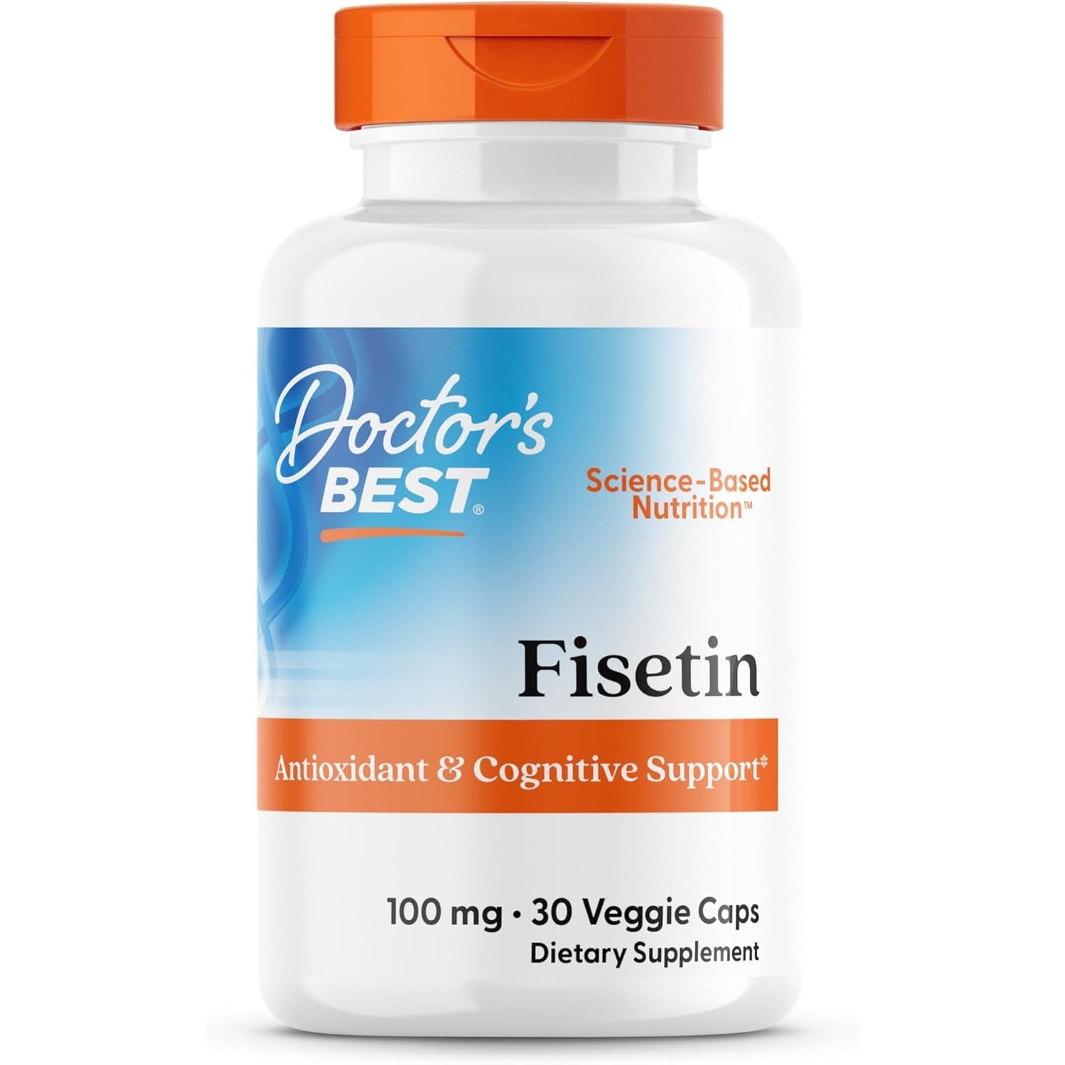 Doctor'S Best Fisetin Supplement 100 Mg for Men & Women - Brain Health & Antioxidant Support, Fisetin Capsules (As Novusetin) 100Mg per Serving, Vegan, Gluten Free, Soy Free, Non GMO - 30 Veg Caps