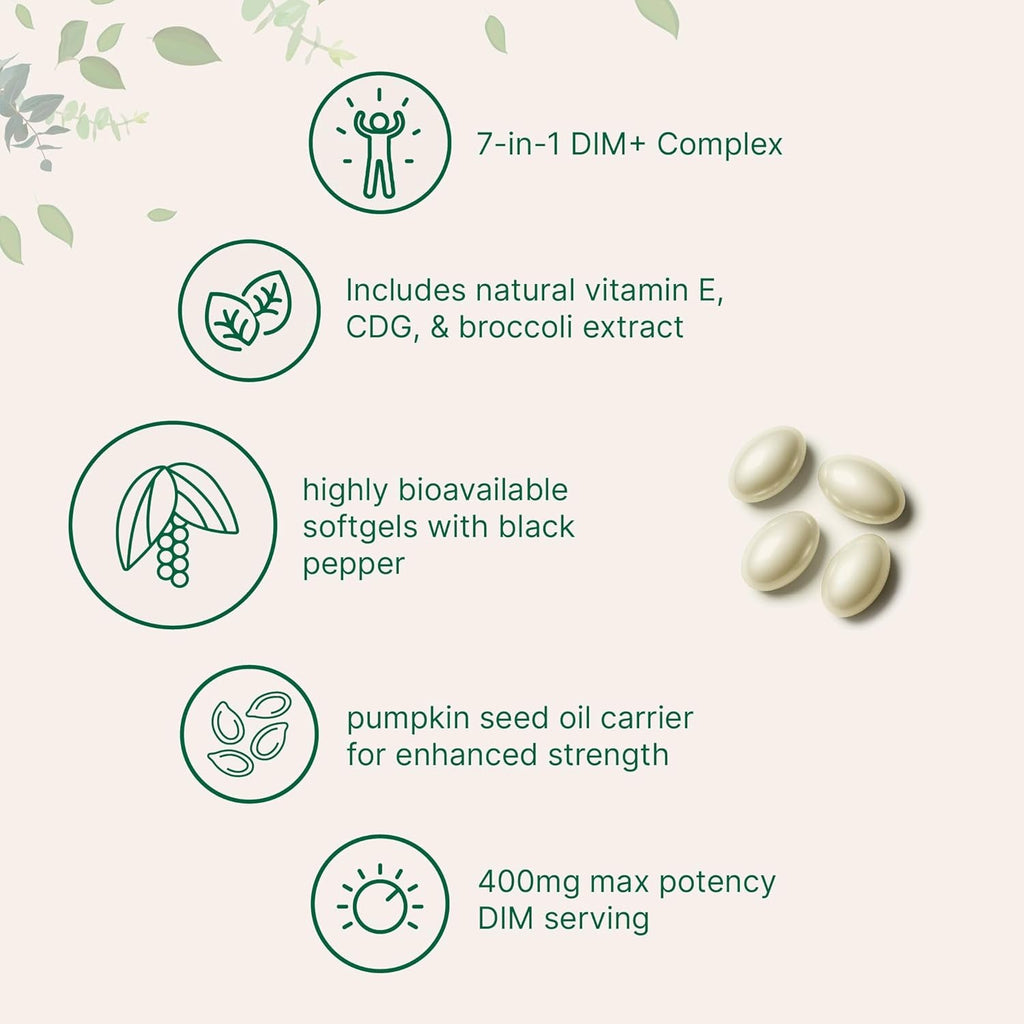Micro Ingredients DIM+ Supplement 400Mg for Men & Women | 240 Softgels with Pumpkin Seed Oil | Highly Bioavailable 7-In-1 Complex with Vitamin E, CDG, Broccoli & Black Pepper Extract