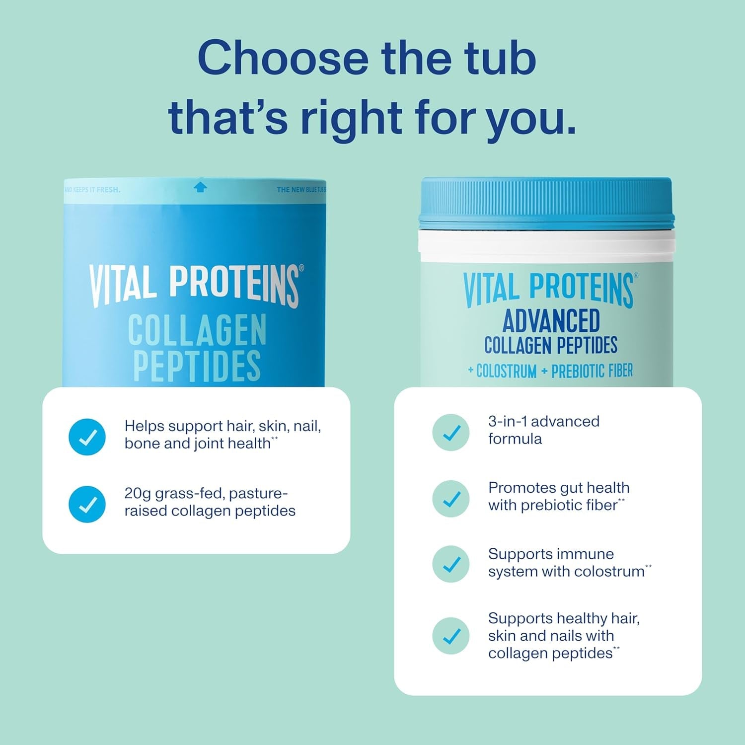 Vital Proteins® Advanced Collagen + Colostrum + Prebiotic Fiber, 2.5G VERISOL® Collagen Peptides, Supports Gut, Immune Health**, Hair, Skin & Nail Support**