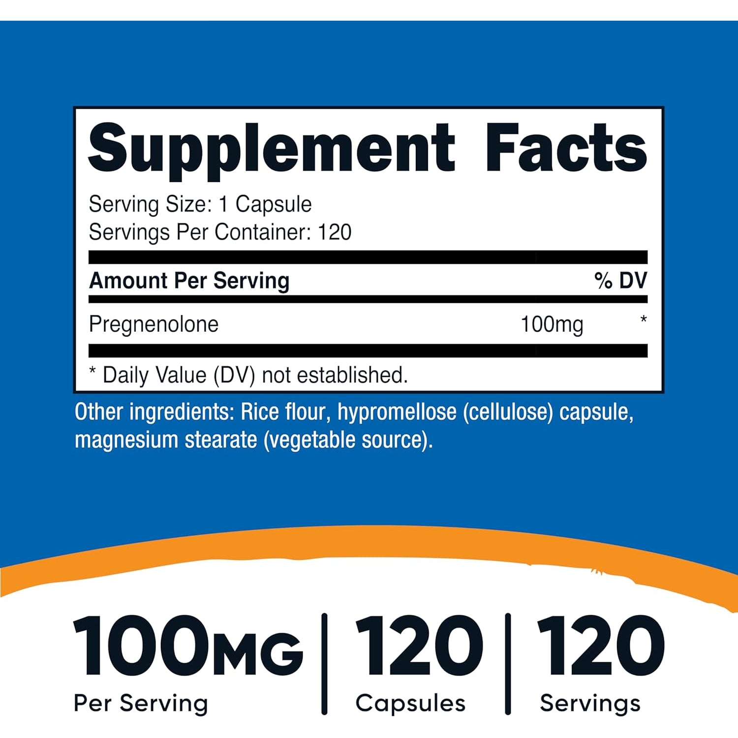 Nutricost Pregnenolone 100Mg, 120 Capsules - Non-Gmo, Gluten Free, Vegetarian Capsules