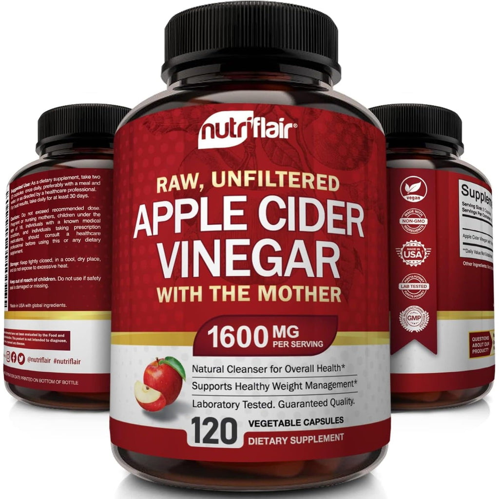Apple Cider Vinegar Capsules with the Mother - 120 Vegan ACV Pills - Best Supplement for Healthy Weight Loss, Diet, Keto, Digestion, Detox, Immune - Powerful Cleanser & Appetite Suppressant Non-Gmo