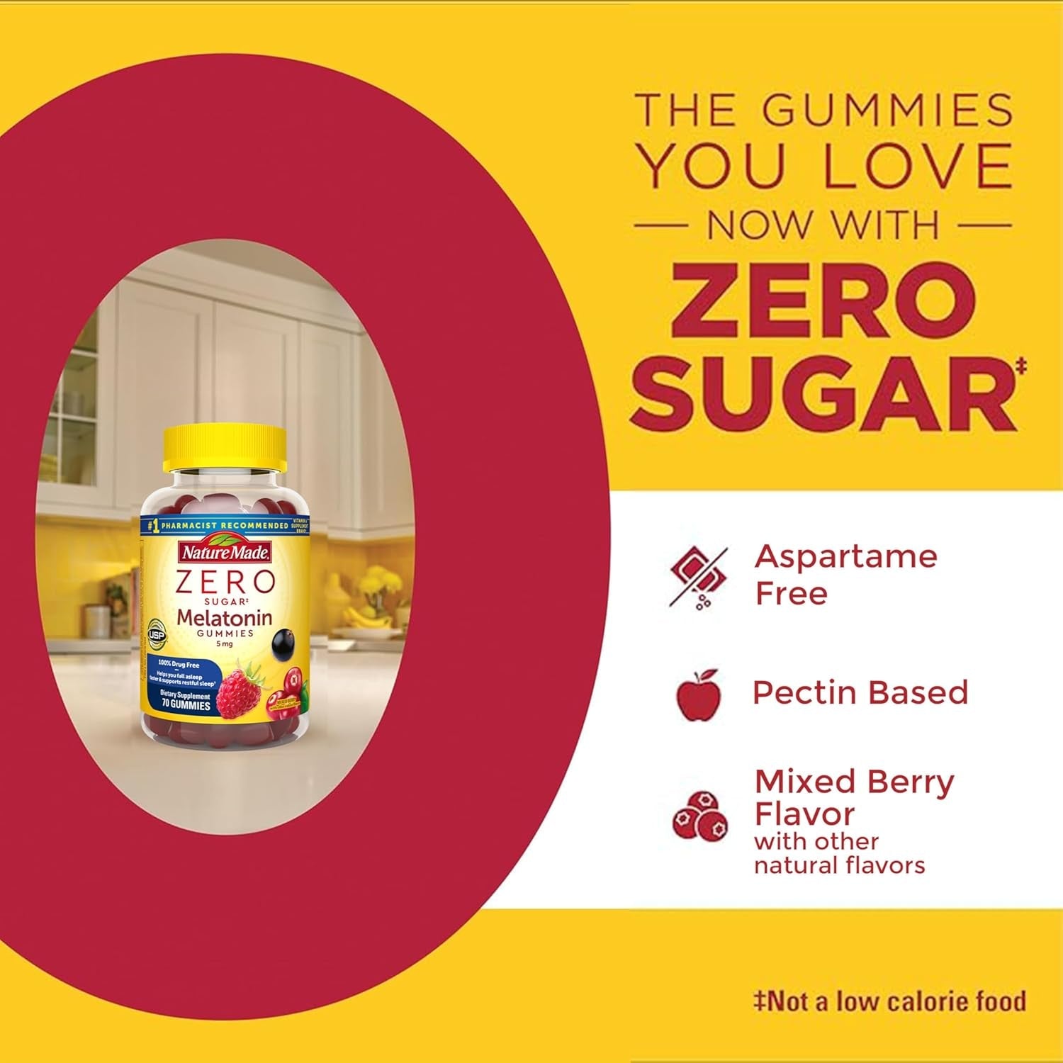 Nature Made Zero Sugar Melatonin 5Mg Sleeping Gummies for Adults Extra Strength, 100% Drug Free Sleep Aid, Aspartame Free, 70 Sugar Free Melatonin Gummies, 70 Day Supply