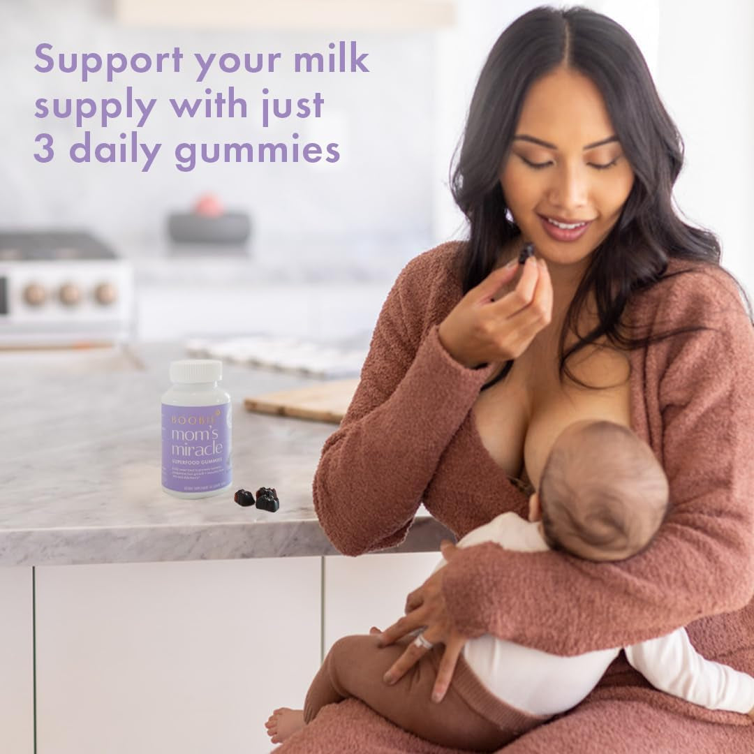 Boobie Bears Lactation Support Gummies | Helps as Milk Supply Booster & Supports Immune Health & Hair Growth | Breastfeeding Supplements with Zinc & Elderberry for Milk Supply Increase, 60 Count