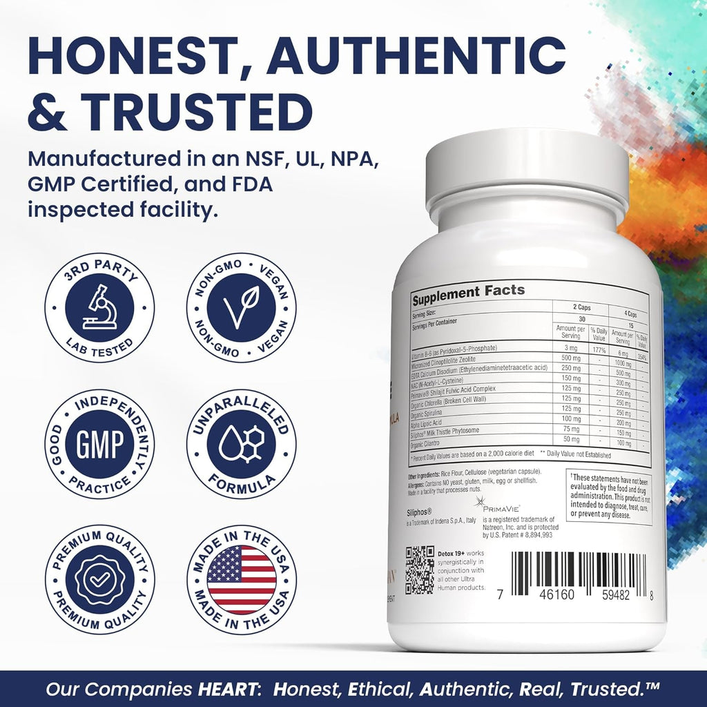 Ultra Human Daily Wellness Support – Heavy Metal Detox Cleanse, with Zeolite, Shilajit, Organic Chlorella & Spirulina, NAC & Alpha Lipoic. Supports Daily Detox, Cognition, Immune System -(Made in USA)