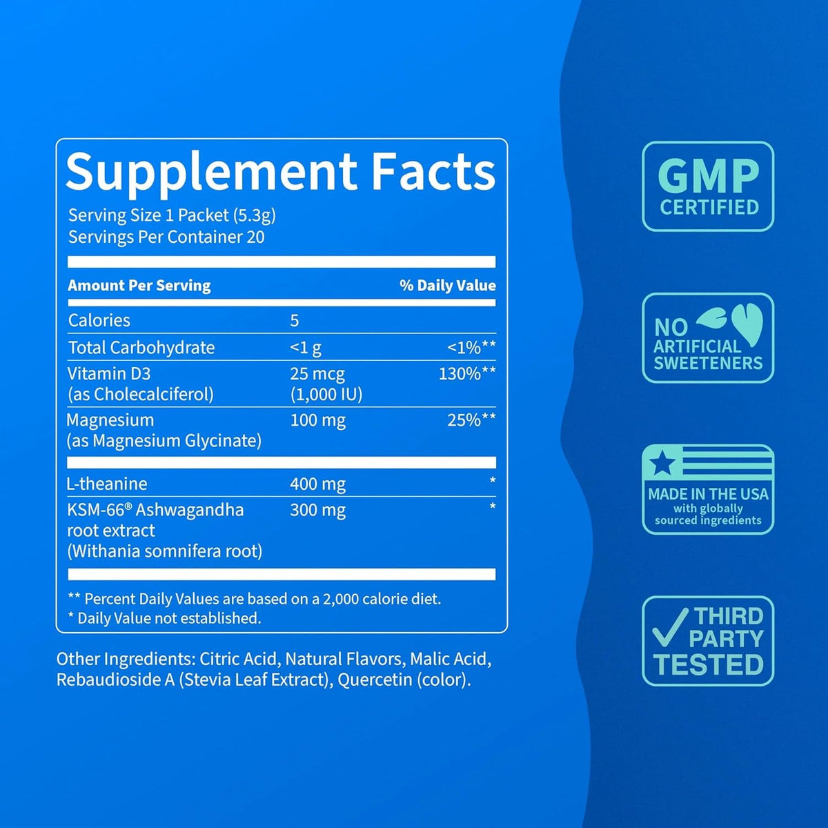 Nello Supercalm Powdered Drink Mix, Cortisol Reducer* and Sleep Aid Supplement, L Theanine, Ksm-66 Ashwagandha, Magnesium Glycinate, Vitamin D 3, No Sugar, Non GMO, on the Go, 20 Ct, Lemon Lime