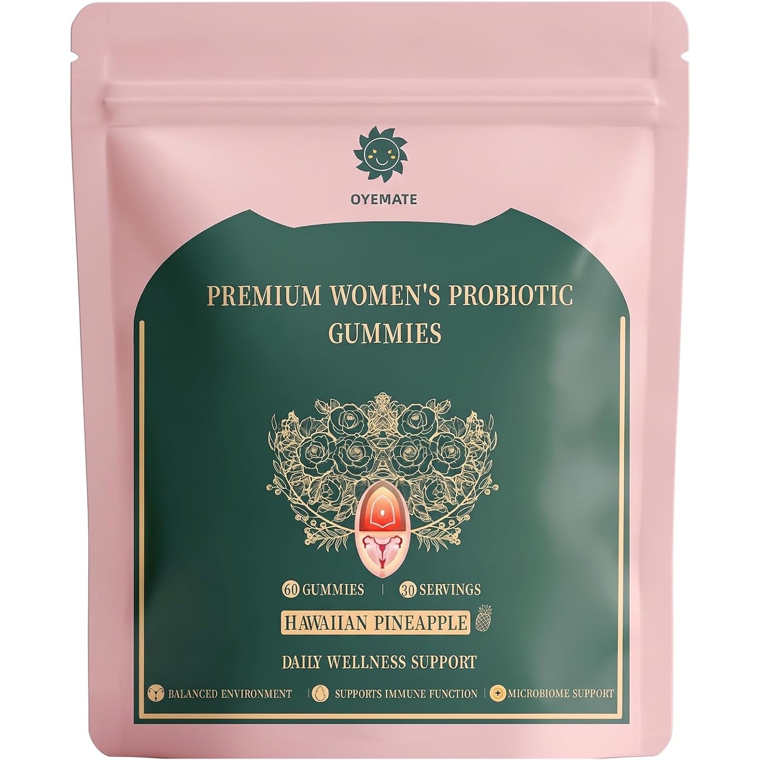 Women'S Probiotic Gummies – Feminine Ph Balance Probiotics Gummies & Vaginal Flora Support – Digestive Health – Vegan, Gluten-Free – Hawaiian Pineapple Gummy – 60 Count (30 Servings)（P1）
