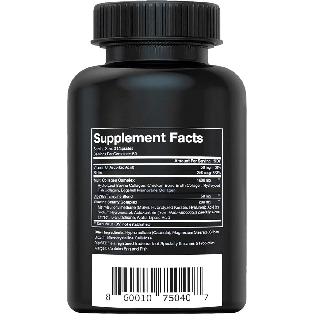Vital Vitamins Multi Collagen Complex plus - with Biotin, Hyaluronic Acid, Vitamin C - Type I, II, III, V, X - for Women & Men - Hair, Skin, Nails Beauty Complex - 150 Capsules