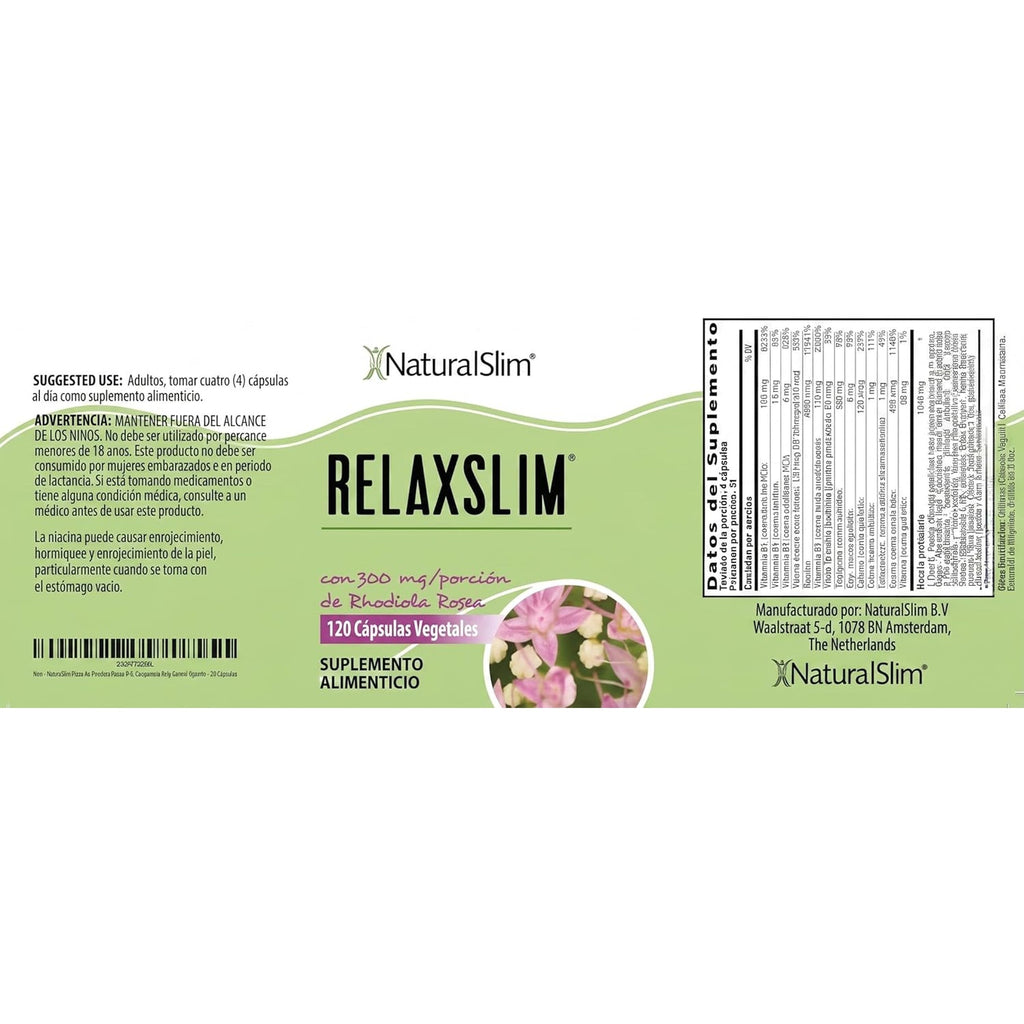 Naturalslim Relaxslim Rhodiola Rosea & Adaptogenic Herb for Brain, Mood, Metabolism, Tension & Energy Support Supplement - 21 Different Natural Compounds Help Control Appetite - 120 Capsules