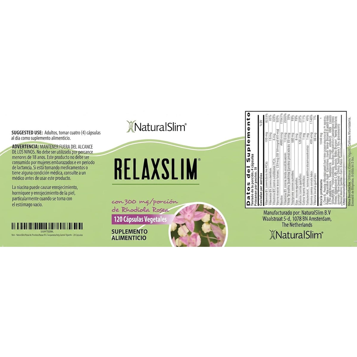 Naturalslim Relaxslim Rhodiola Rosea & Adaptogenic Herb for Brain, Mood, Metabolism, Tension & Energy Support Supplement - 21 Different Natural Compounds Help Control Appetite - 120 Capsules
