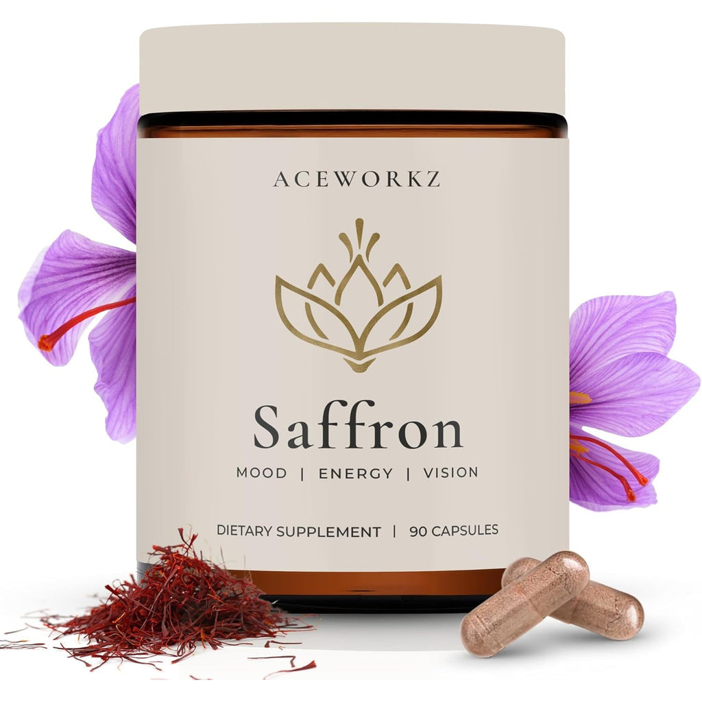 ACEWORKZ Appetite Suppressant for Weight Loss – Organic Saffron Extract with Bioperine® for Enhanced Absorption – Supports Energy & Mood (90 Capsules)
