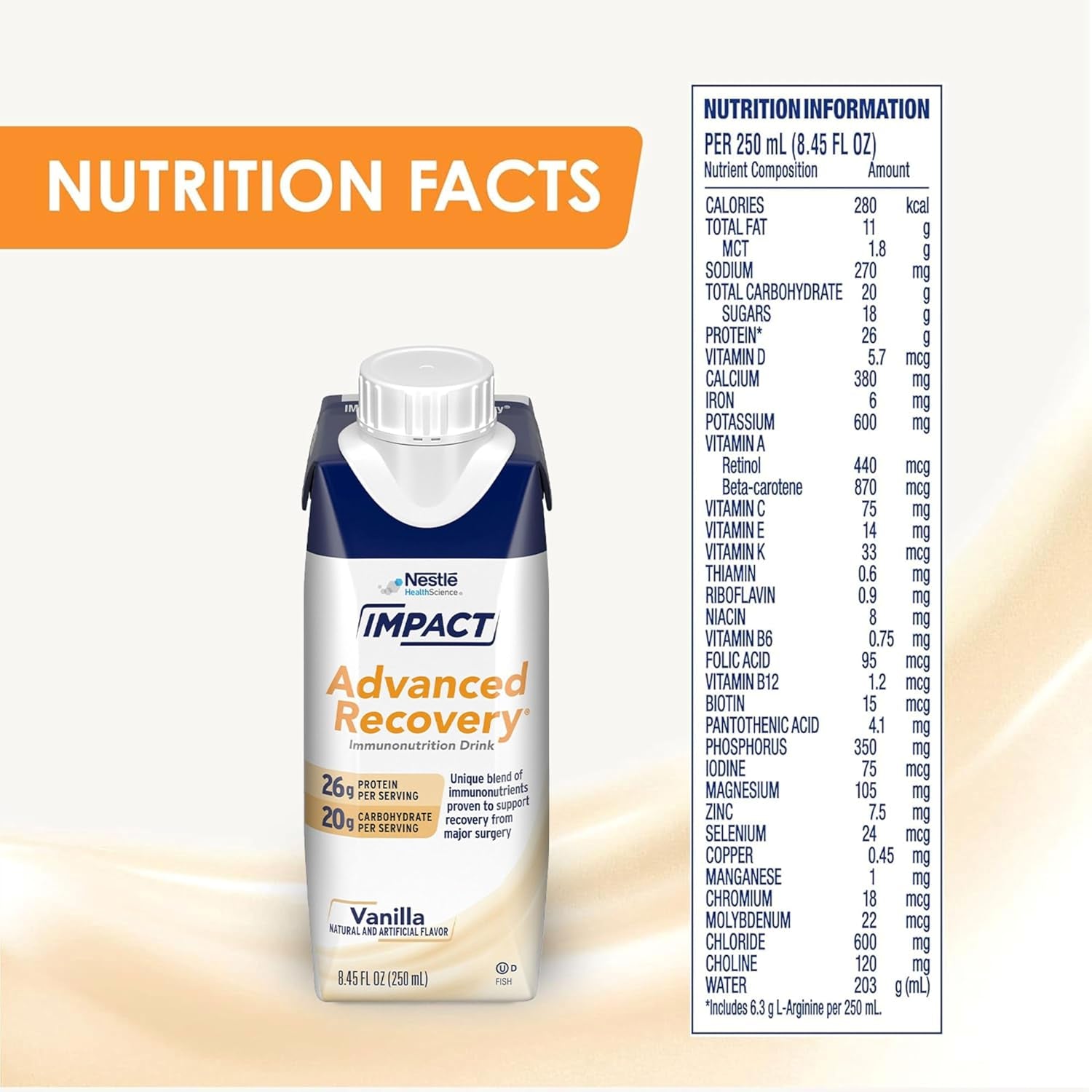 Nestle Impact Advanced Recovery Immunonutrition Drink Vanilla 8.45 Oz Carton 10 Ct