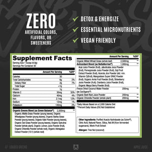RYSE Loaded Greens Superfood Powder - Apple Juice - Daily Supplement with Greens Balance, Bettaberries & Sukre Fiber - Supports Digestion, Immunity & Energy - No Artificial Sweeteners - 30 Servings