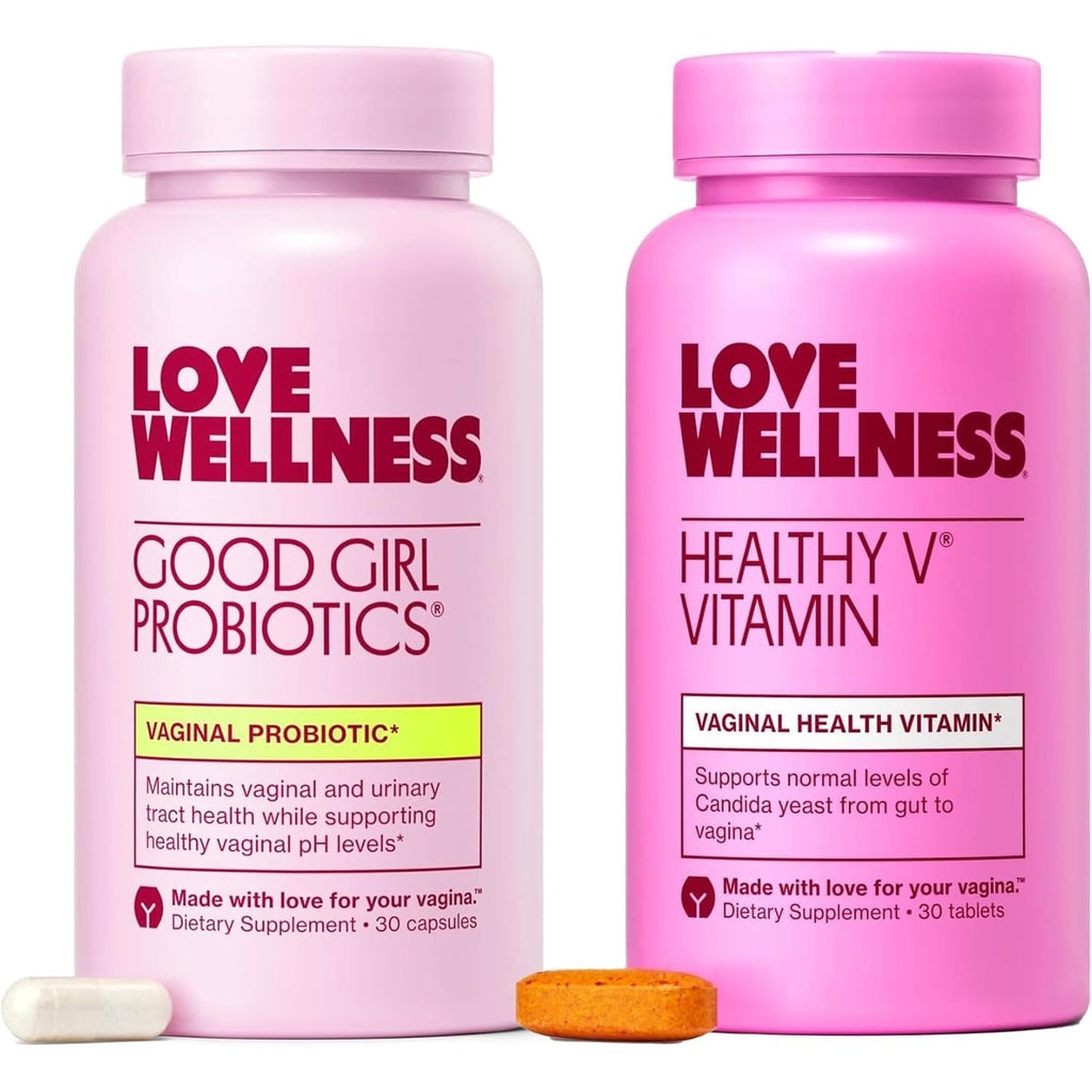 Love Wellness Good Girl Probiotics and Healthy V Vitamin | Womens Wellness Duo | Womens Probiotics Supplements for Ph Balance and Vaginal Health